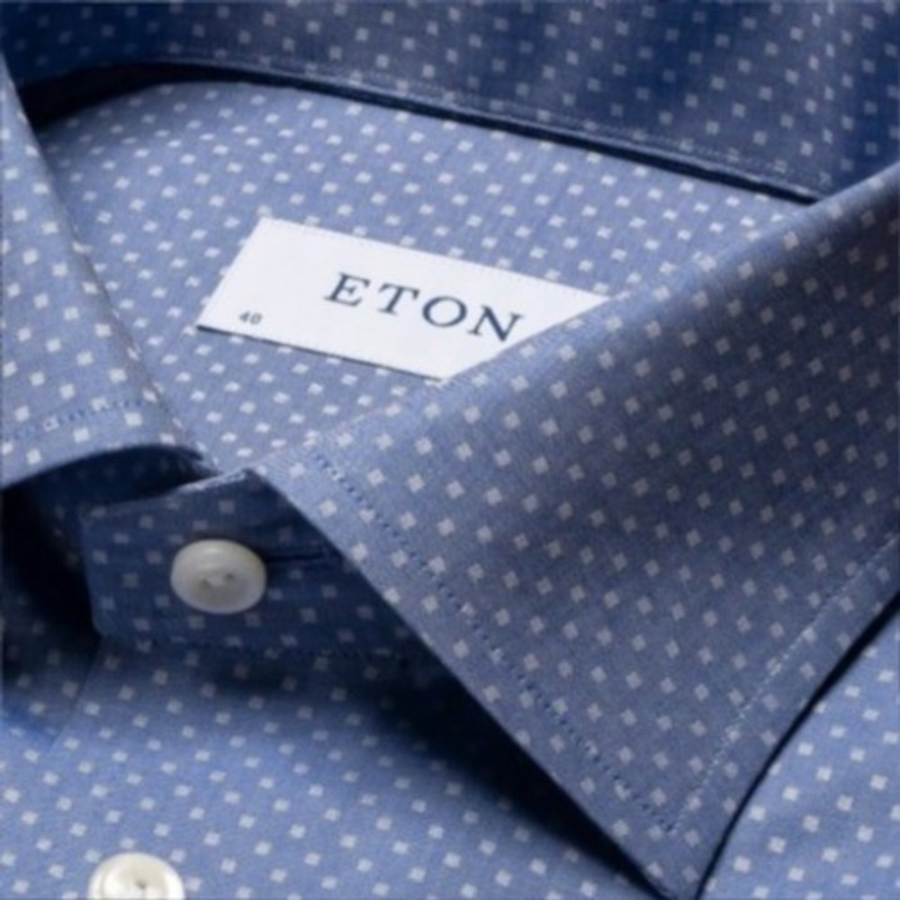 Eton Light Blue Micro-Check Dress Shirt